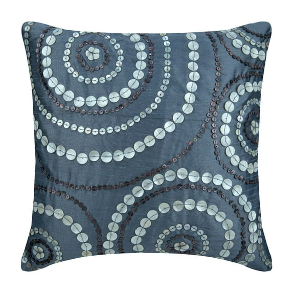 The HomeCentric Cushion Cover Pack of 2 22x22 inch (55x55 cm) Throw Pillow Cover Blue Throw Pillow Cover Spiral Mother Of Pearls Pillowcase Art Silk Square Throw Pillow Cover Geometric - Midnight Moon
