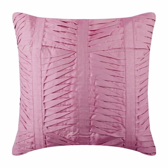 The HomeCentric Cushion Cover, Pack of 2, 22x22 inch (55x55 cm) Throw Pillow Cover, Pink Throw Pillow Cover, Textured Pintucks Pillowcases, Art Silk Square Pillow Cover, Throw, Solid - Pink Illusion