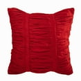 thumbnail image 1 of The HomeCentric Cushion Cover Pack of 2 22x22 inch (55x55 cm) Throw Pillows Cover Red Pillow Cover Textured Pintucks Solid Color Pillow Cover Velvet Square Throw Pillows Cover Striped - Red Beauty, 1 of 3