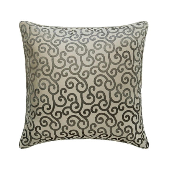 The HomeCentric Cushion Cover Sofa Decorative Gray European Shams Pack of 2 26x26 inch (65x65 cm) Velvet Euro Sham Covers Abstract Scroll Modern Euro Size Pillow Covers Easter - Paloma Gray Scrolls