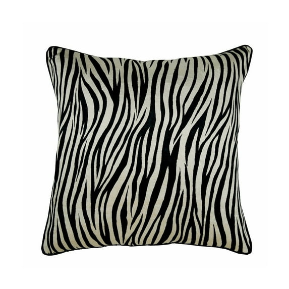 The HomeCentric Cushion Cover, Throw Pillows Cover, 18"x 18" Animal Print Theme Velvet Pillow Covers, Square Throw Pillows Cover, Black Pillow Covers Pack of 2, 18x18 inch (45x45 cm) - Zebra Crossing