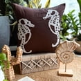 thumbnail image 1 of The HomeCentric Cushion Covers Brown Accent Beaded Sea Horse Ocean Beach Theme Throw Pillow Cover Pack of 2 14x14 inch (35x35 cm) Throw Pillow Cover Square Silk Pillow Floral Sea - Ivory Sea Horse, 1 of 10