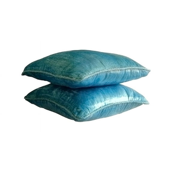 The HomeCentric Cushion Covers For Couch, Aqua Blue European Pillow Covers Pack of 2, 26x26 inch (65x65 cm), Velvet Euro Shams, Solid Color, European Sham Pillow Covers Easter - Aqua Shimmer