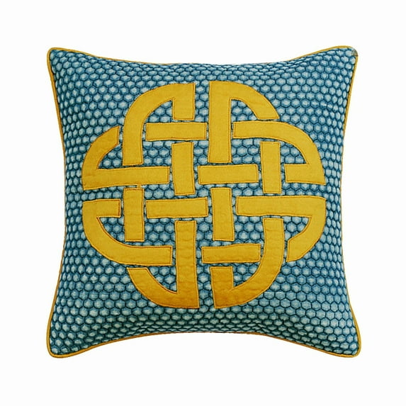 The HomeCentric Cushion Covers For Couch, Blue Pack of 2, 18"x18" (45x45 cm) Throw Pillow Covers, Cotton Denim Applique & Quilted Throw Pillows For Couch, Abstract Modern Style - Denim Pillow Love