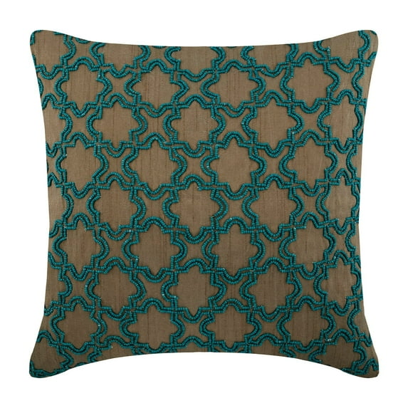 The HomeCentric Cushion Covers For Couch, Couch Pillow Cases, Pillow Covers Pack of 2, 14x14 inch (35x35 cm) Blue, Silk Throw Pillow Covers, Handmade Pillow Covers, Art Deco - Turquoise Chase