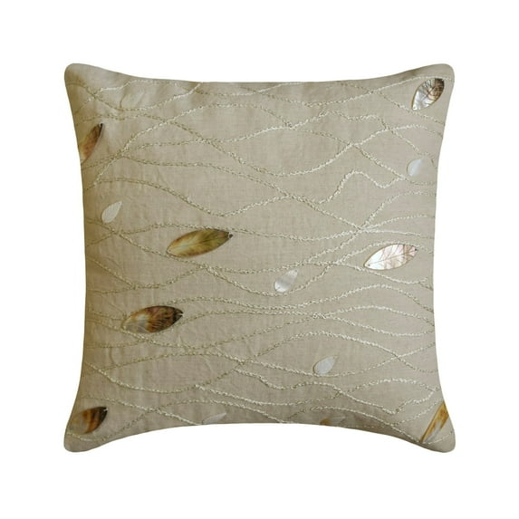 The HomeCentric Cushion Covers For Couch Ecru Pillow Cover French Floral Pillow Cases Pack of 2 12x12 inch (30x30 cm) Throw Pillow Cover Cotton Linen Square Pillows Cover Vintage Easter-Vintage Season