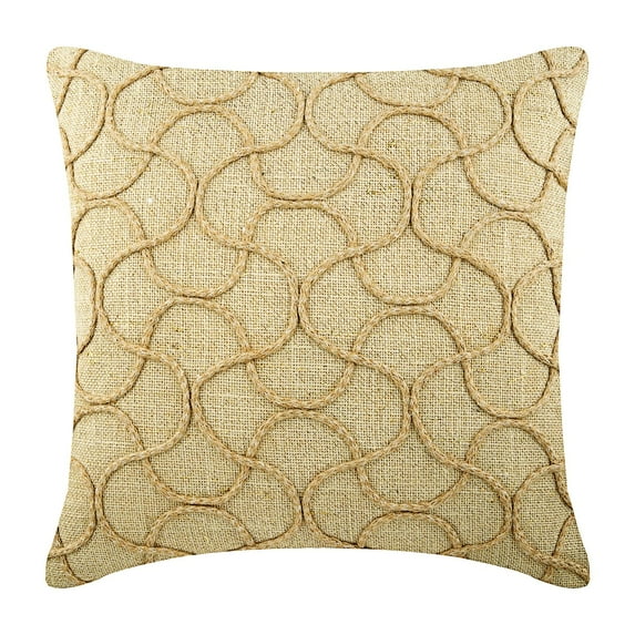 The HomeCentric Cushion Covers, Decorative Beige Pillowcase With Zipper Pack of 2, 16x16 inch (40x40 cm) Burlap Couch Pillow Covers, Abstract, Halloween Decorations - The Jute Heritage