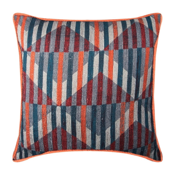 The HomeCentric Cushion Covers, Decorative Orange Pack of 2, 18"x18" (45x45 cm) Pillow Covers, Ribbed Cotton Retro Throw Pillow Covers, Striped Pattern Modern Style Easter - Retro Stripes