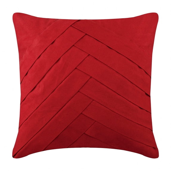The HomeCentric Cushion Covers Red Pillow Covers Solid Pillow Covers Pack of 2 12x12 inch (30x30 cm) Pillows Cover Faux Suede Square Cushion Covers Textured Pintucks Solid - Red No Limits No Lines