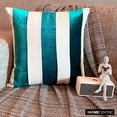 thumbnail image 1 of The HomeCentric Cushion Covers, Teal Blue Pack of 2, 20x20 inch (50x50 cm) Throw Pillows, Velvet Patchwork Throw Pillows For Couch, Striped Pattern Modern Style Easter - Velvet Band Teal, 1 of 10