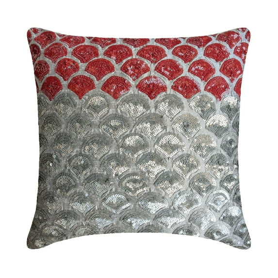 The HomeCentric Cushion Covers Toss Pillow Covers Decorative Pillow Covers Pack of 2 14x14 inch (35x35 cm) Grey Silk Throw Pillow Covers Handmade Pillow Covers Modern Style Ombre - Cranberry Space