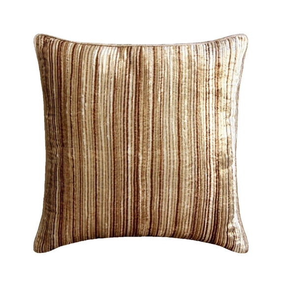 The HomeCentric Custom Pillow Case, Beige Shams, Abstract Stripes Pillow Shams, Pack of 2, 24x24 inch (60x60 cm) Pillow Sham, Square Velvet Shams, Contemporary Pillow Shams, Striped - Brown Stripes
