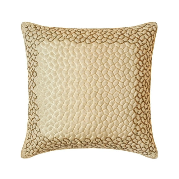 The HomeCentric Decorative Beige 16"x16" (40x40 cm) Throw Pillows, Jacquard Beade Embroidery & Mosaic Throw Pillows For Couch, Abstract Pattern Modern Style - Mosaic Mood Beige