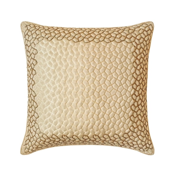 The HomeCentric Decorative Beige 26"x26" (65x65 cm) Euro Shams, Jacquard Beade Embroidery & Mosaic Euro Shams For Couch, Abstract Pattern Modern Style - Mosaic Mood Beige