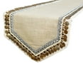 thumbnail image 1 of The HomeCentric Decorative Beige 8 Seater Table Runner (16 x 108 inch), Lace, Bead, Sequins, Burlap, Embroidered & Moroccan, Burlap fabric Table Linen, Bordered Pattern Contemporary Style - Marima, 1 of 5