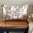 thumbnail image 1 of The HomeCentric Decorative Beige Pack of 2,12"x22" (30x55 cm) Lumbar Pillow Cover, Linen Pearl, Embroidery & Lace Oblong Pillow, Floral Pattern Contemporary Style - Pearla, 1 of 10