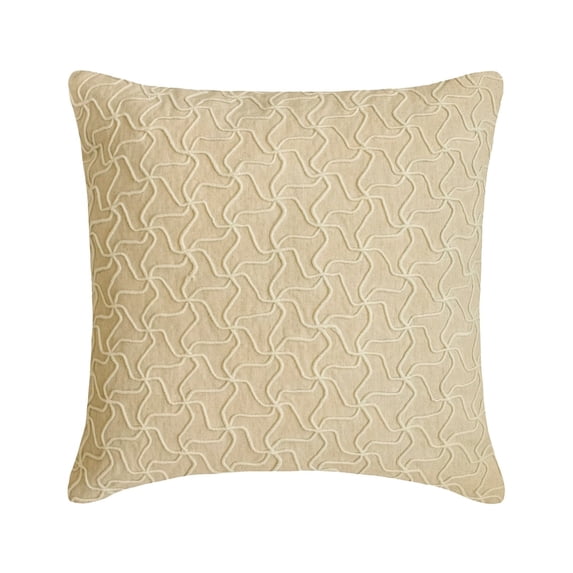 The HomeCentric Decorative Beige Pack of 2, 14x14 inch (35x35 cm) Throw Pillow Covers, Linen Linen & Cord Throw Pillows For Sofa, Geometric Pattern Contemporary Style Easter - Leanna