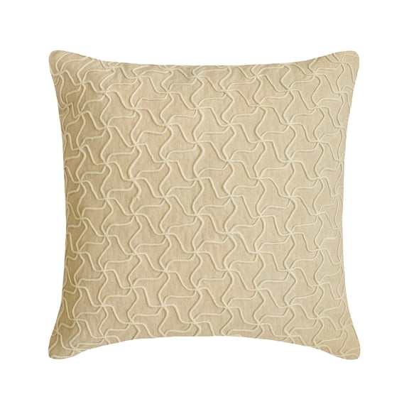 The HomeCentric Decorative Beige Pack of 2, 18"x18" (45x45 cm) Pillow Covers, Linen Linen & Cord Throw Pillows For Sofa, Geometric Pattern Contemporary Style Easter - Leanna