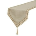 thumbnail image 1 of The HomeCentric Decorative Beige Table Runner Coffee Table Runner (14 x 36 inch) Lace, Tassels, Linen fabric Table Linen, Bordered Pattern Contemporary Style - Timeless Linen Loom, 1 of 4