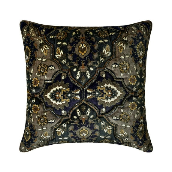 The HomeCentric Decorative Blue 22"x22" (55x55 cm) Throw Pillows, Velvet Quilted & Velvet Printed Throw Pillows For Couch, Abstract Pattern Contemporary Style - Kalonice