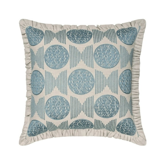 The HomeCentric Decorative Blue Pack of 2, 14x14 inch (35x35 cm) Throw Pillow Covers, Linen Embroidery & Frills Throw Pillows For Sofa, Abstract Pattern Contemporary Style Easter - Alisa
