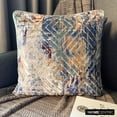 thumbnail image 1 of The HomeCentric Decorative Blue Pack of 2, 16"x16" (40x40 cm) Throw Pillow Covers, Velvet Checkered Throw Pillows For Sofa, Geometric Pattern Modern Style Easter - Shaded Graffito, 1 of 12