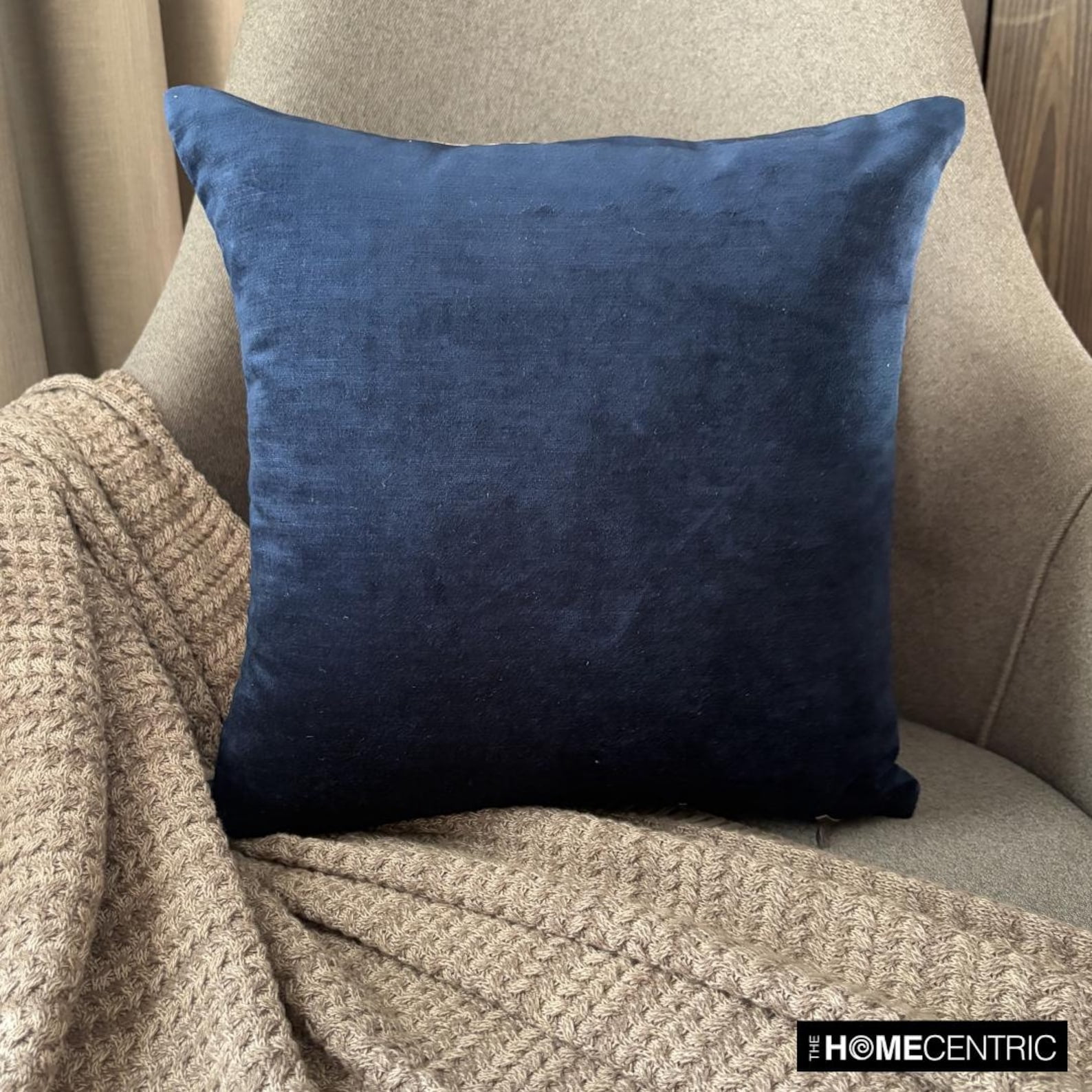 The HomeCentric Decorative Blue Pack of 2, 18"x18" (45x45 cm) Throw Pillows, Velvet Double Side, Faux Leather Puller Throw Pillows For Couch, Solid Color Modern Style Easter - Velvet Blue Jules