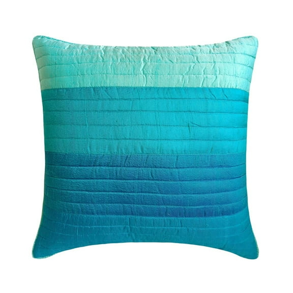 The HomeCentric Decorative Blue Pack of 2, 22x22 inch (55x55 cm) Throw Pillows, Silk Ombre, Striped & Quilted Throw Pillows For Couch, Ombre Pattern Modern Style Easter - Marina