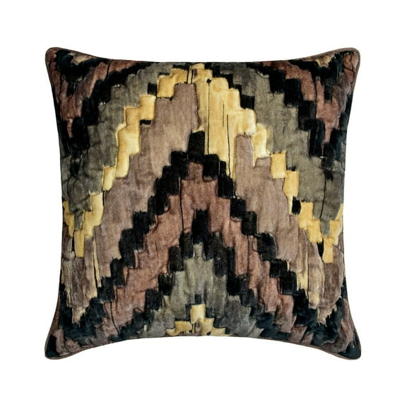 The HomeCentric Decorative Brown 16"x16" (40x40 cm) Pillow Covers, Velvet Chevron, Painted & Quilted Throw Pillows For Sofa, Abstract Pattern Modern Style - Zidan