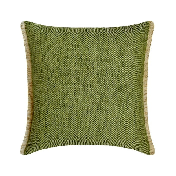 The HomeCentric Decorative Green 16"x16" (40x40 cm) Throw Pillows, Jute Textured, Jute, Chevron, Lace Throw Pillows For Couch, Chevron, Geometric Pattern Modern Style - Evergreen Jute
