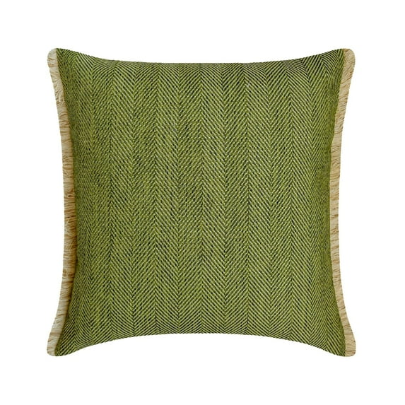 The HomeCentric Decorative Green Pack of 2, 18"x18" (45x45 cm) Throw Pillows, Jute Textured, Jute, Chevron, Lace Throw Pillows For Couch, Chevron, Geometric Pattern Modern Style - Evergreen Jute