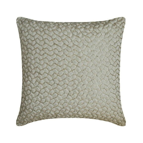 The HomeCentric Decorative Grey 16"x16" (40x40 cm) Pillow Covers, Suede Mosaic, Beaded Embroidery & Textured Throw Pillows For Sofa, Abstract Pattern Modern Style - Mosaic Weaver