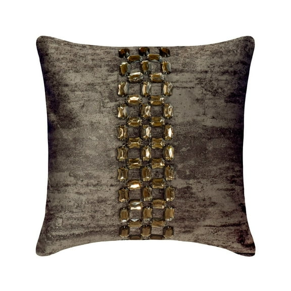 The HomeCentric Decorative Grey 16"x16" (40x40 cm) Pillow Covers, Suede Smoke Crystals & Textured Fabric Throw Pillows For Sofa, Geometric Pattern Modern Style - Crystal NightFall