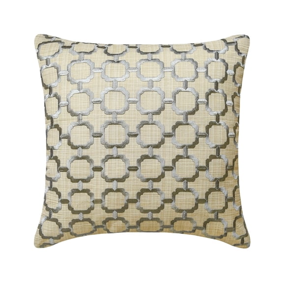 The HomeCentric Decorative Grey & Beige 18"x18" (45x45 cm) Pillow Covers, Linen Lattice, Embroidery, Handmade Throw Pillows For Sofa, Geometric Pattern Modern Style - Framework