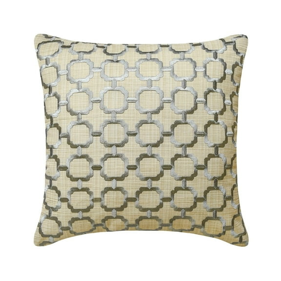 The HomeCentric Decorative Grey & Beige 22"x22" (55x55 cm) Pillow Covers, Linen Lattice, Embroidery, Handmade Throw Pillows For Sofa, Geometric Pattern Modern Style - Framework