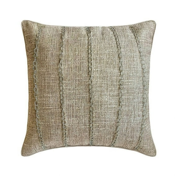 The HomeCentric Decorative Grey Pack of 2, 14x14 inch (35x35 cm) Throw Pillows, Jute Chains, Textured Jute & Linen Burlap Throw Pillows For Couch, Solid Color Modern Style Easter - Chain Reaction