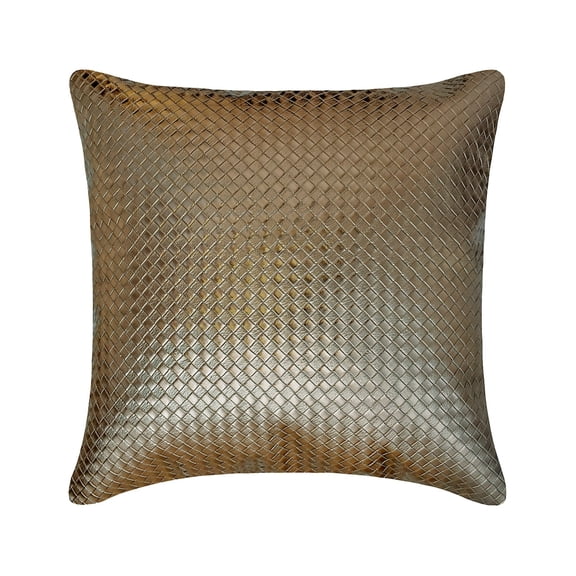 The HomeCentric Decorative Grey Pack of 2, 18"x18" (45x45 cm) Pillow Covers, Faux Leather Textured, Basket Weave, Solid, Metallic Throw Pillows For Sofa, Solid Pattern Modern Style - Tanner Grey