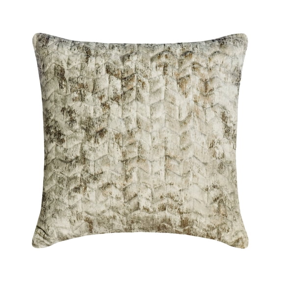 The HomeCentric Decorative Ivory Pack of 2, 26x26 inch (65x65 cm) Euro Shams, Velvet Chevron Pattern, Quilted & Gold Foil Euro Shams For Couch, Geometric Pattern Modern Style - Foil Chevron