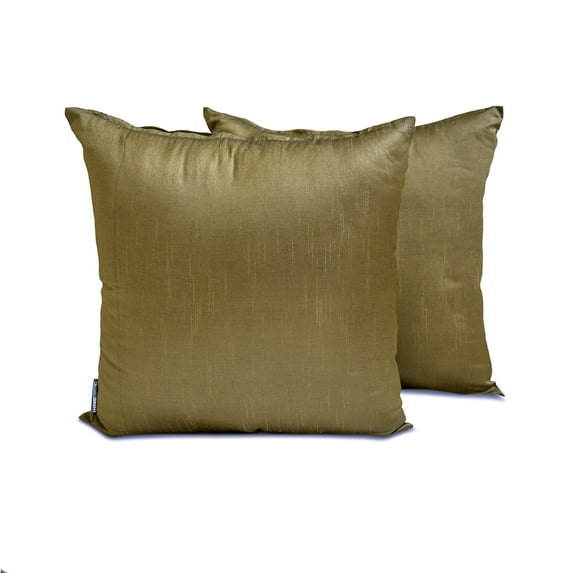 The HomeCentric Decorative Lumbar Pillow Cover Antique Gold Pack Of 2, 20"x36" (50x90 cm) Art Silk Plain & Solid Oblong Pillow Cover, Solid Modern Style - Antique Gold Luxury