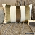 thumbnail image 1 of The HomeCentric Decorative Lumbar Pillow Cover Brown , 12"x24" (30x60 cm) Velvet Patchwork, Velvet, Striped Pillow Covers For Sofa, Couch, Bed, And outdoor, Patchwork Modern Style - Swathe Earthy, 1 of 9