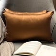 thumbnail image 1 of The HomeCentric Decorative Lumbar Pillow Cover Brown Pack Of 2, 20"x36" (50x90 cm) Satin Solid Oblong Pillow Cover, Modern Cushion Cover Style - Brown Slub Satin, 1 of 14