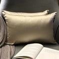 thumbnail image 1 of The HomeCentric Decorative Lumbar Pillow Cover Champagne Pack Of 2, 20"x26" (50x65 cm) Satin Solid Oblong Pillow Cover, Solid Modern Cushion Cover Style - Champagne Slub Satin, 1 of 13