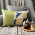 thumbnail image 1 of The HomeCentric Decorative Lumbar Pillow Cover Chartreuse Green, 12"x24" (30x60 cm) Cotton & Faux Leather Painted, Texture, Patchwork Lumbar Cushion Covers Abstarct Modern - Joyful Jumble C, 1 of 10