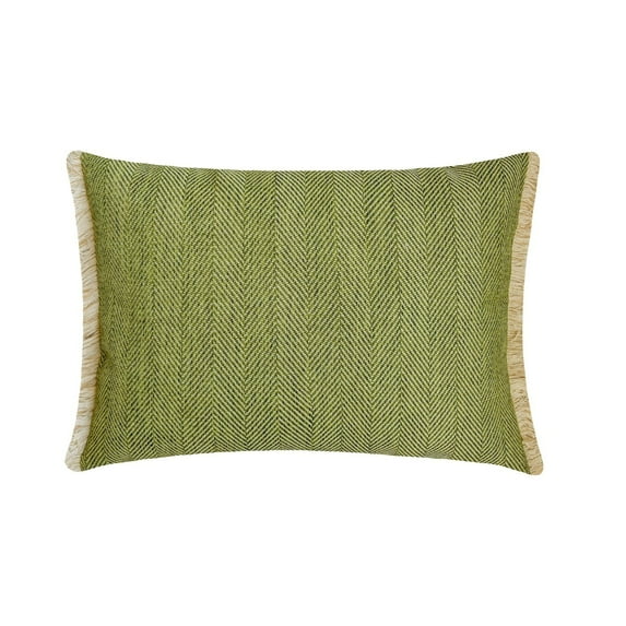 The HomeCentric Decorative Lumbar Pillow Cover Green 12"x18" (30x45 cm) Jute Chevron, Jute, Jute Lace Lumbar Cushion Covers For Sofa, Couch, Bed, Patio And outdoor, Contemporary - Lush Green Jute