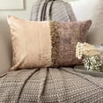 thumbnail image 1 of The HomeCentric Decorative Lumbar Pillow Cover Ivory & Gold 12"x16" (30x40 cm) Velvet Gold Foil Sequins Embroidered, Handmade Oblong Pillow Cover For Sofa, Couch, Abstract Modern - Shimmering Erosion, 1 of 8