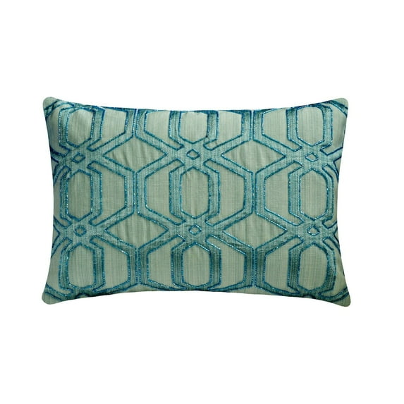 The HomeCentric Decorative Lumbar Pillow Cover Light Blue Pack of 2, 12"x14" (30x35 cm) Jacquard Bead, Hexagon, Oblong Pillow Cover, Geometric Modern Style - Hexa Symmetry