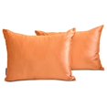 thumbnail image 1 of The HomeCentric Decorative Lumbar Pillow Cover Orange Pack Of 2, 14"x24" (35x60 cm) Satin Solid Oblong Pillow Cover, Solid Modern Cushion Cover Style - Orange Slub Satin, 1 of 5