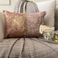 thumbnail image 1 of The HomeCentric Decorative Lumbar Pillow Cover Rust & Gold, 12"x20" (30x50 cm) Velvet Gold Foil, Sequins Embroidered, Handmade Oblong Pillow Cover Abstract Modern - Shimmering Corrosion, 1 of 10