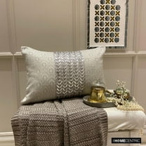 The HomeCentric Decorative Lumbar Pillow Cover Silver, 12"x16" (30x40 cm) Jacquard , Crystal Oblong Pillow Cover, Geometric Modern Style - Jeweled Esme