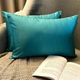 thumbnail image 1 of The HomeCentric Decorative Lumbar Pillow Cover Turquoise Pack Of 2, 12"x14" (30x35 cm) Satin Solid Oblong Pillow Cover, Modern Cushion Cover Style - Turquoise Slub Satin, 1 of 14